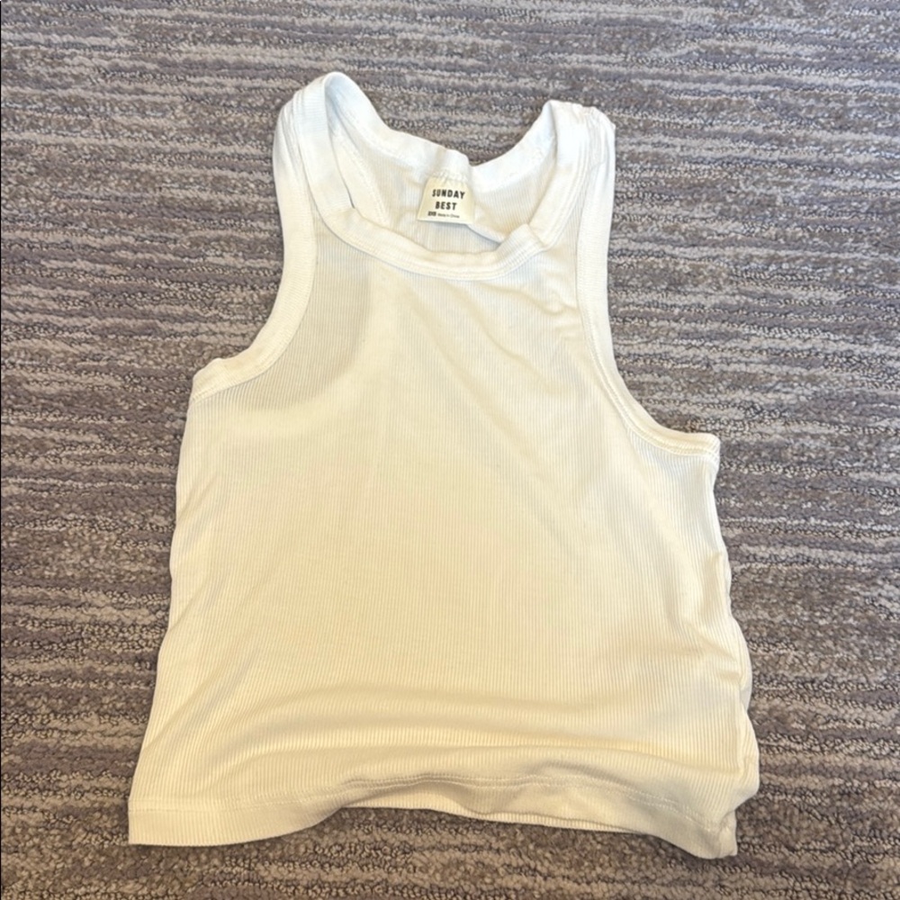 Aritzia Sunday best cropped white halter tank top